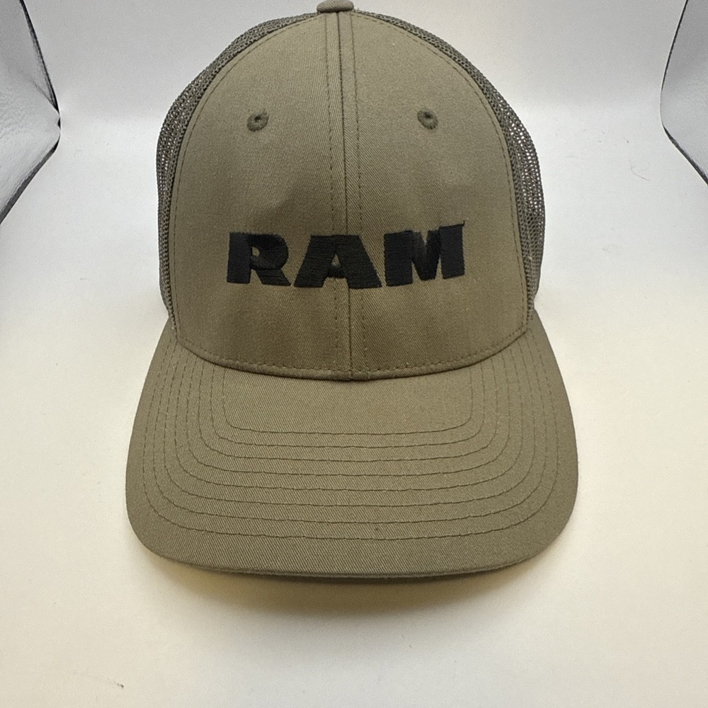 RAM Trucker Hat Olive Green‎ Mesh Snapback Baseball Cap Adjustable